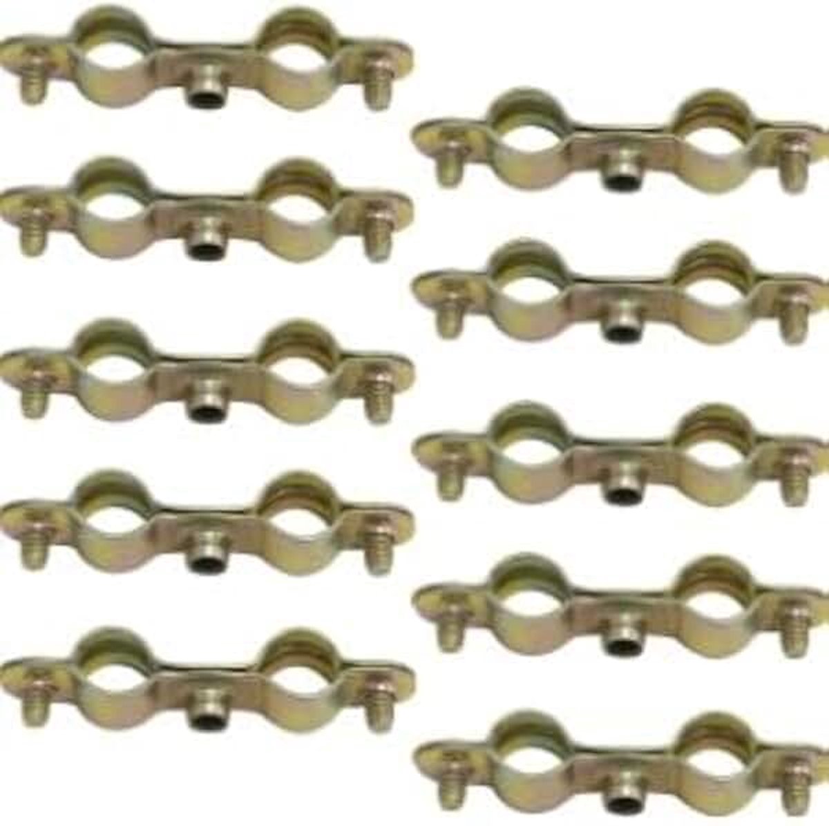- C68045 - Set met 10 dubbele bevestigingsklemmen Ø 12 mm - 1/8 inch - wandmontage van koperen buis - schroefbevestiging voor sanitaire verwarming - van staal
