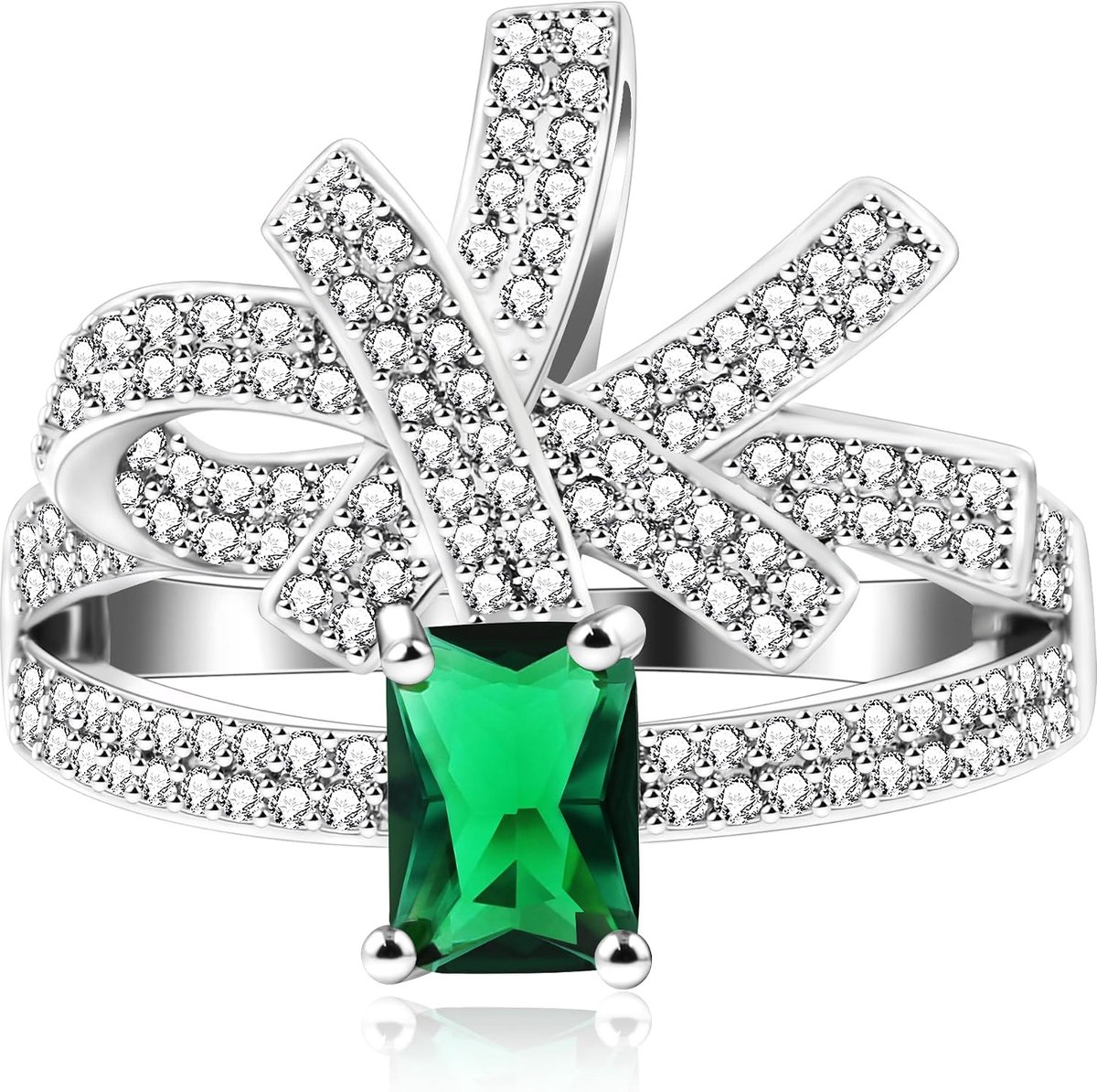 Ringen voor Vrouwen Groene Rechthoek Zirconia Cocktail Party Ring