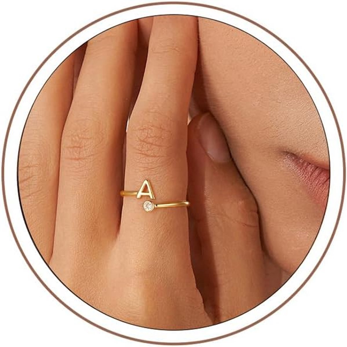 Ringen voor vrouwen meisjes - niet aantastende sierlijke 14K vergulde verstelbare letterringen voor vrouwen tienermeisjes, stapelbare duim rozeachtig mode unieke open