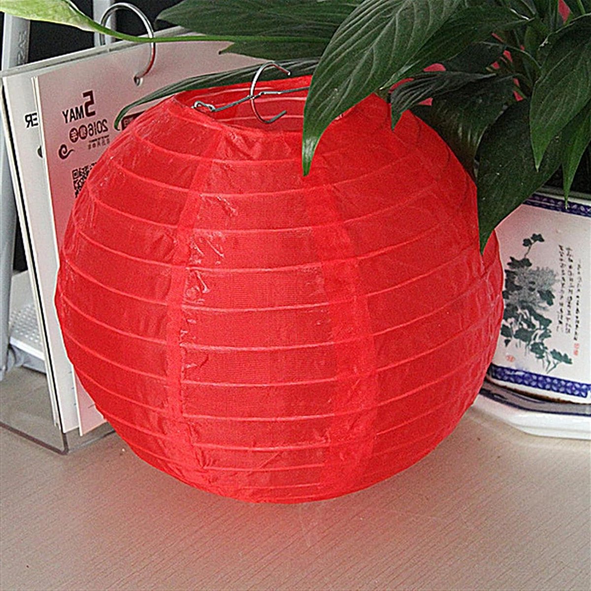 Nylon Lantaarn - Zijde Lampion - Feestdecoratie - Waterdicht - 14 inch - Rood