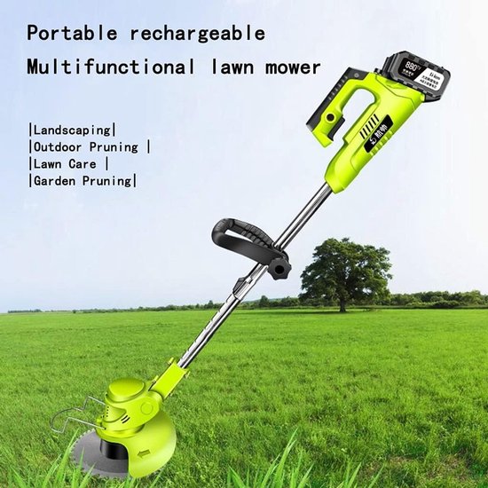 Handgrasmaaier - Kleine trimmer - Tuinonderhoud - Oplaadbaar lithium - Dubbele batterij - Groen — afbeelding 3