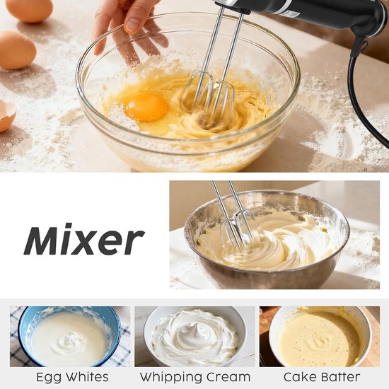 Handmixer Blender - Keukenmachine - Eten Bereiden - 2-in-1 Ontwerp - 600 Watt - Zilver — afbeelding 4