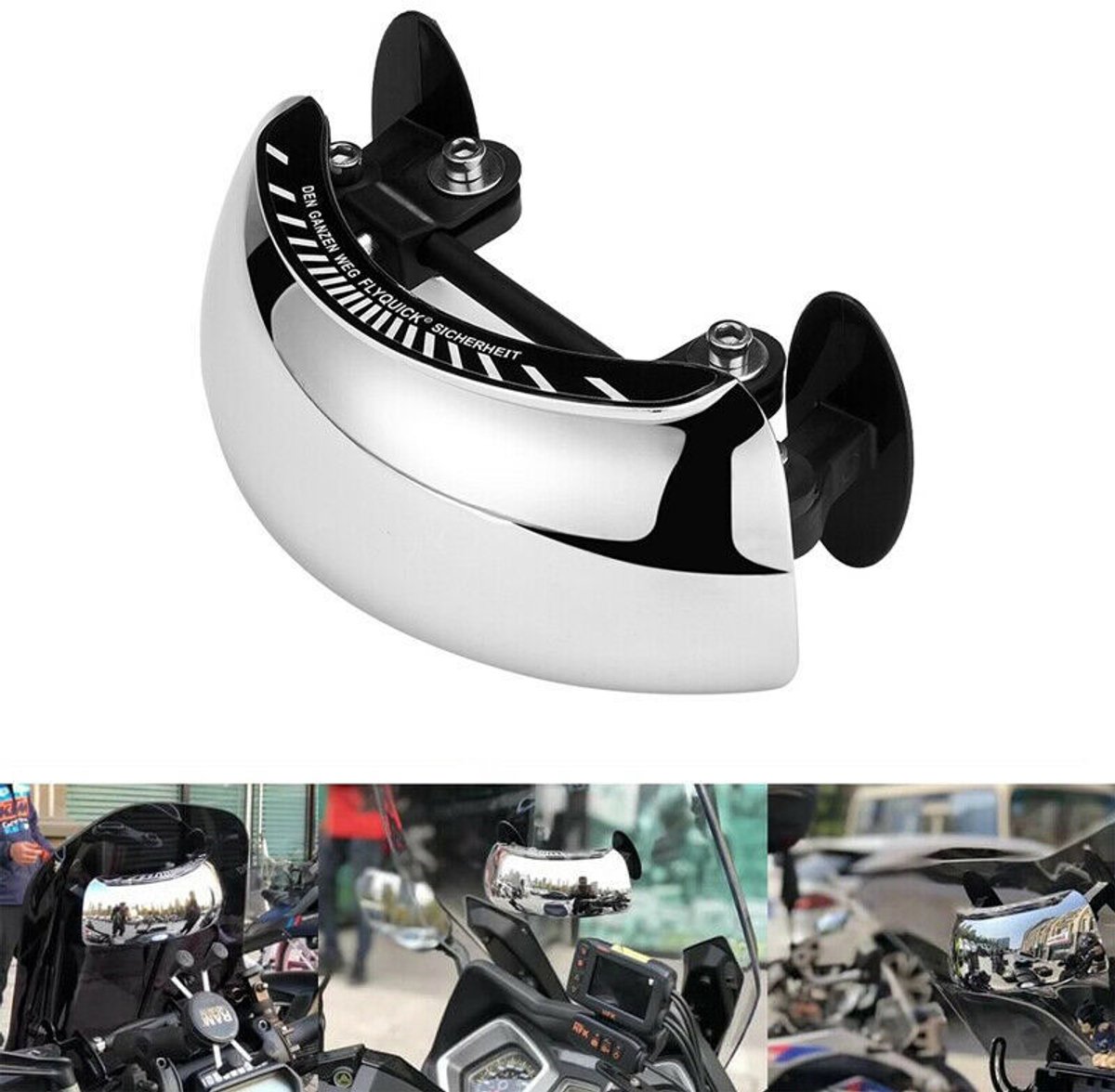 Motorfiets achteruitkijkspiegel - 180° groothoek extra achteruitrijspiegel voor motorfietsen universeel montage
