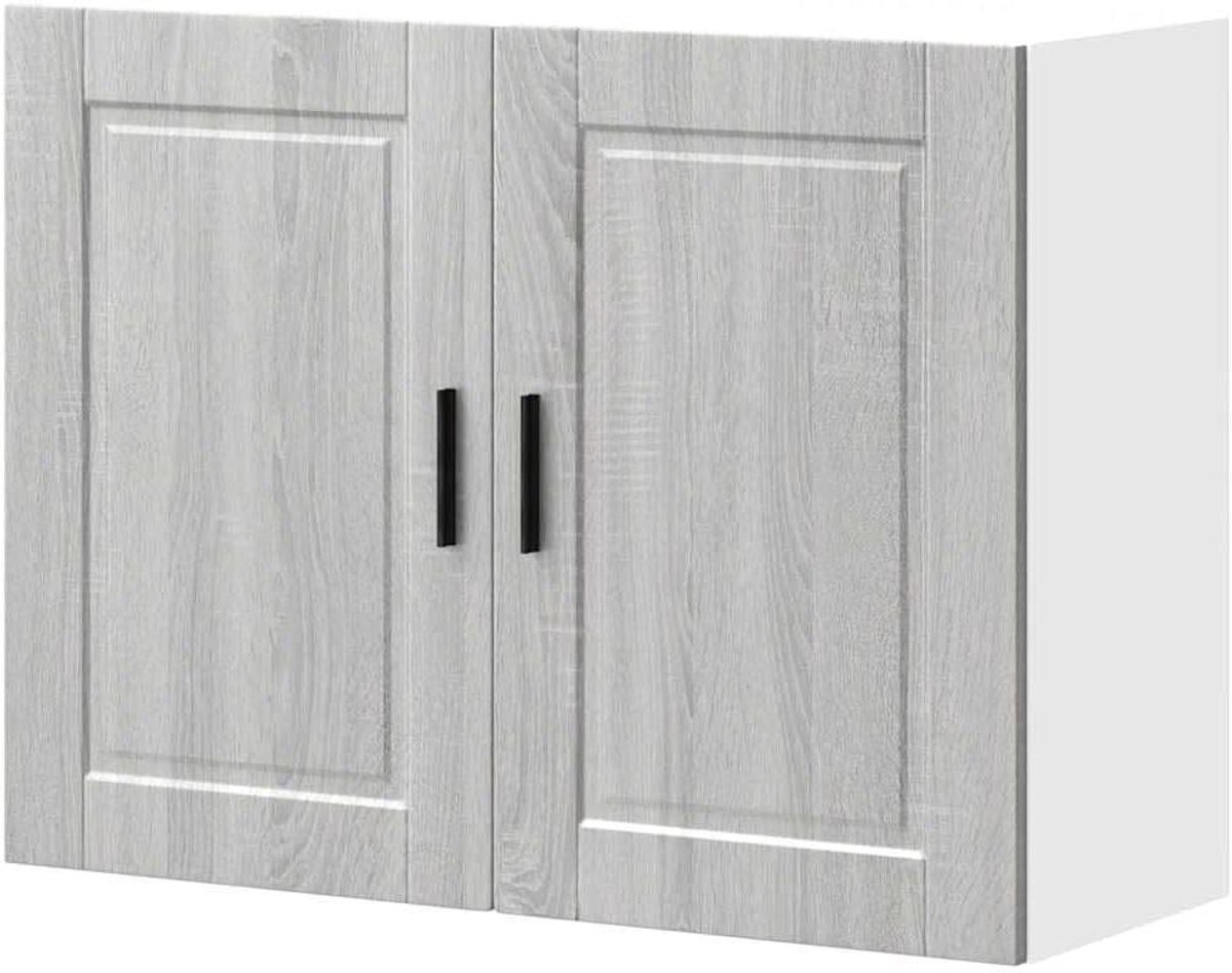 Keukenwandkast - Wandkast Keuken - Keuken Organiseren - Vochtbestendig Materiaal - 80 cm breed - Grijs Sonoma
