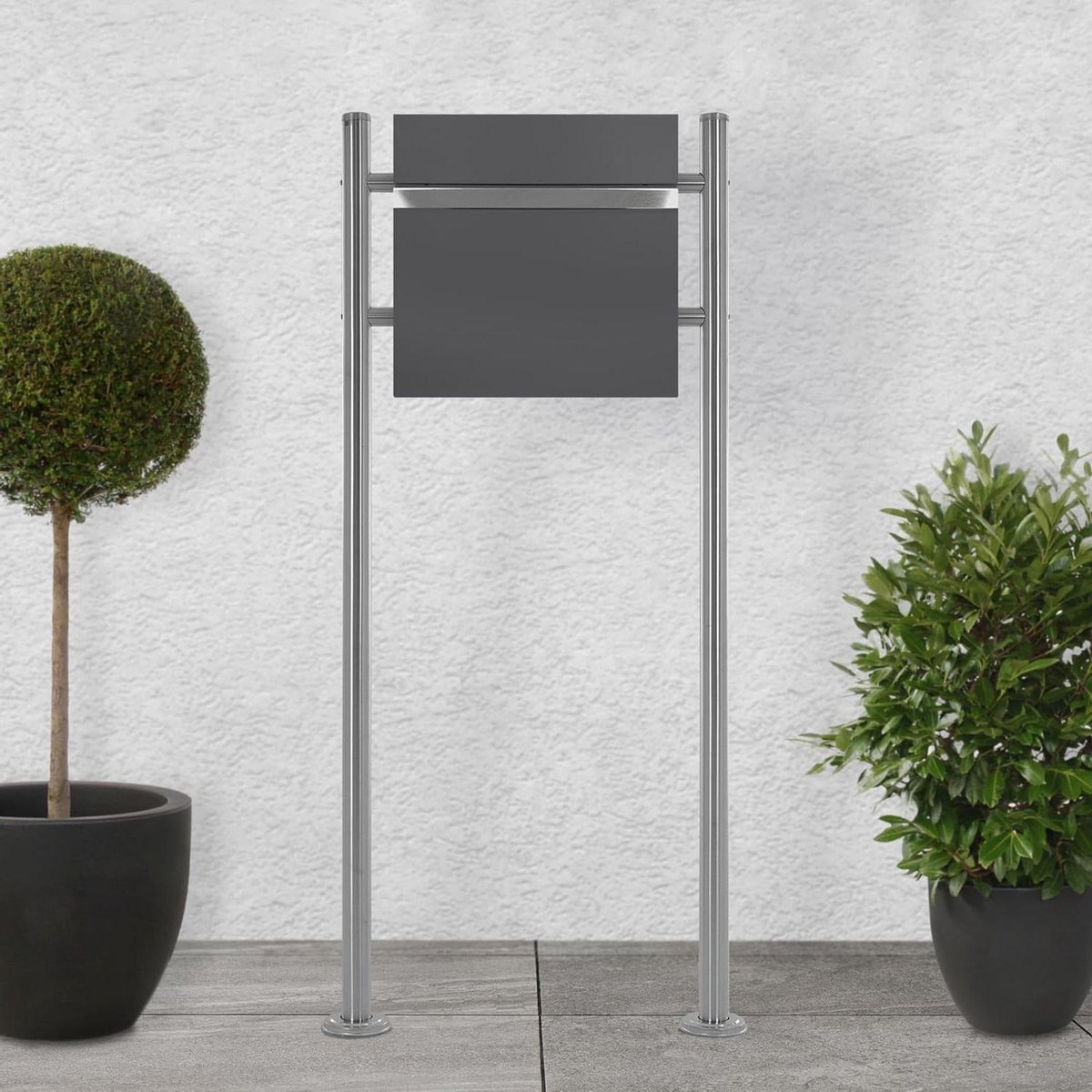 Staande brievenbus - Postbak met standaard - Post ontvangen - Met krantenvak - 120 cm hoog - Antraciet