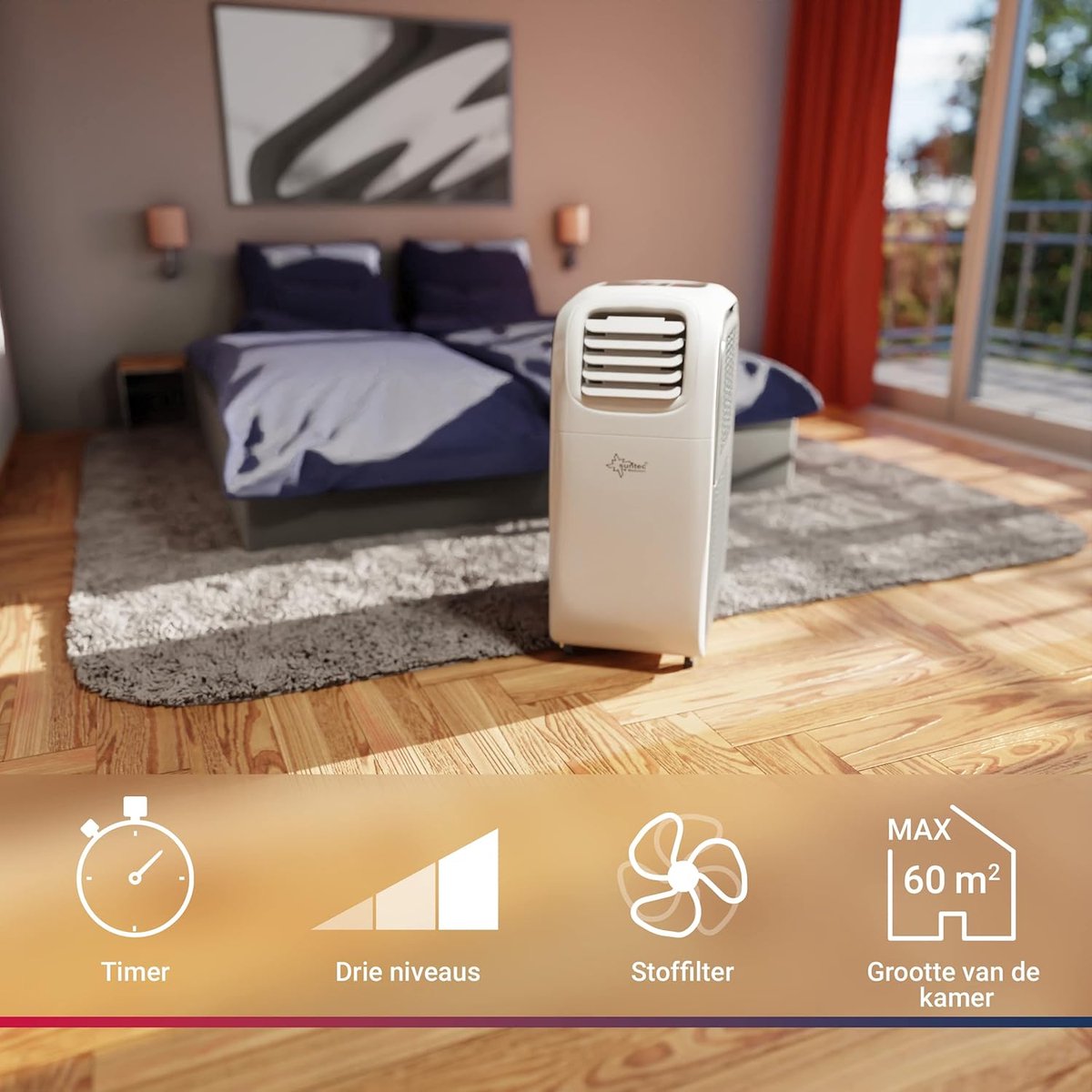 Mobiele airco 12000 BTU stil met verwarming, ontvochtiger, energieklasse A, voor ruimtes tot 60 m² thumbnail 8