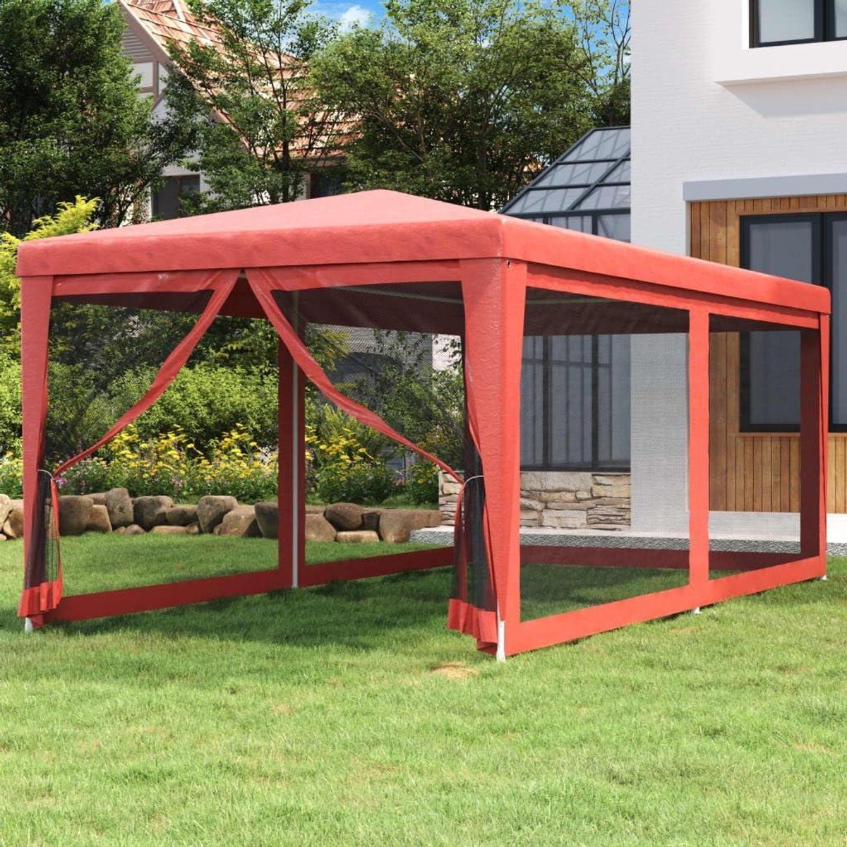 Feesttent - Tuinpaviljoen - Feestelijke Bijeenkomsten - Waterdicht Dak - 3 x 6 m - Rood