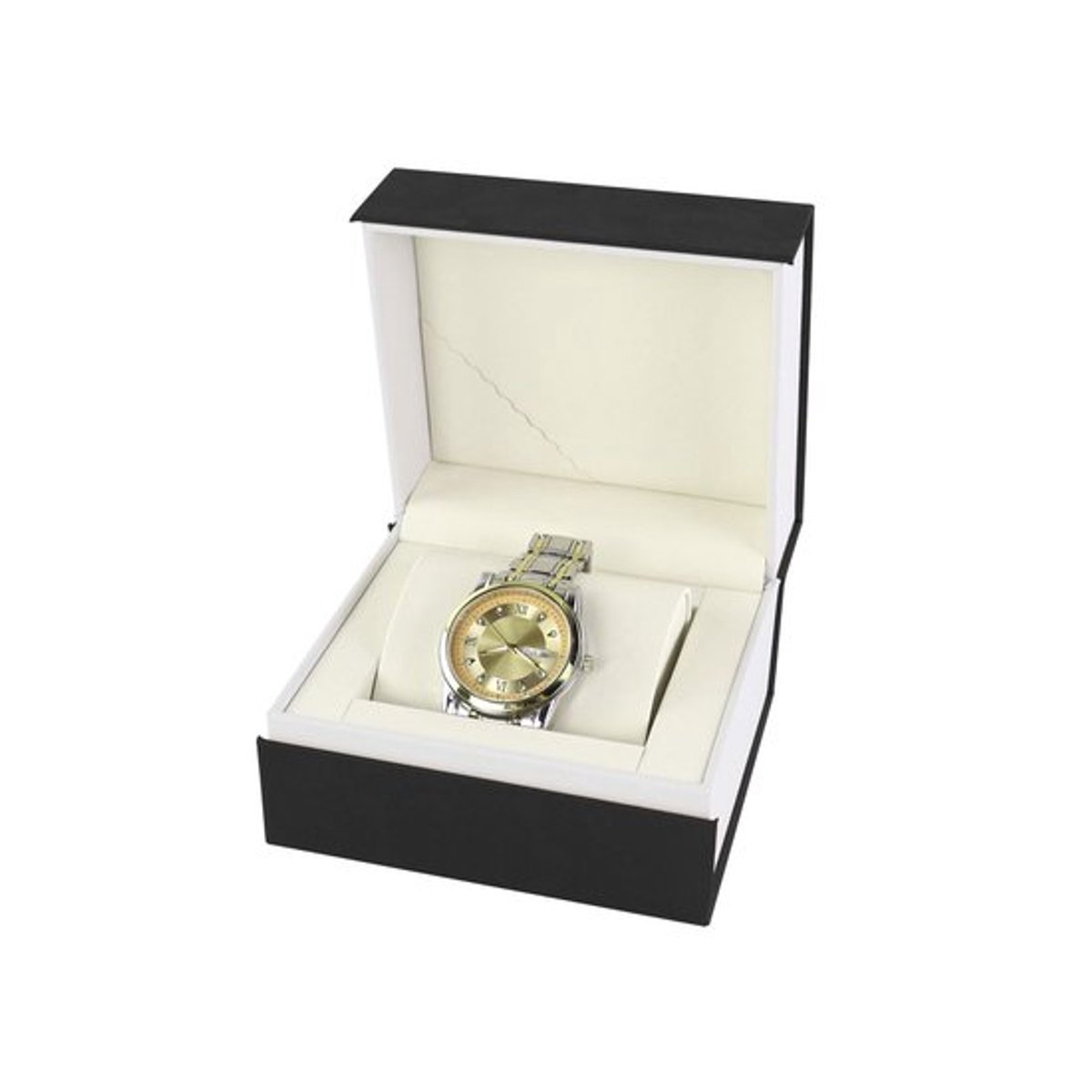 Horlogebox van PU-leer voor heren, vierkante flipafdekking, horlogedoos met afneembaar kussen, enkele horlogeetui voor opslag, weergave en reizen (zwart)