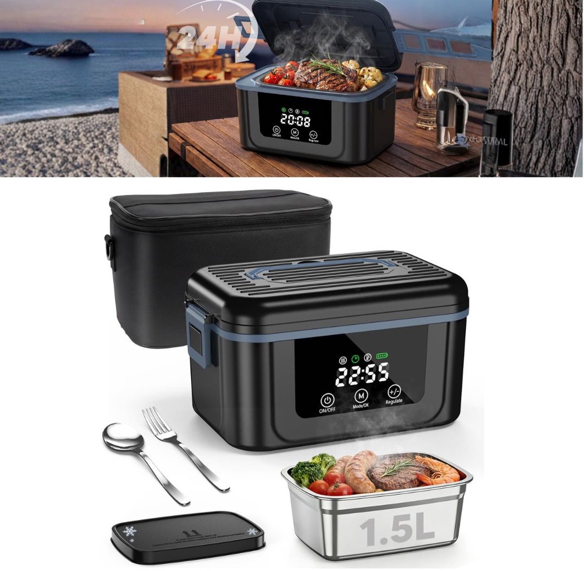 Zavio® Elektrische Lunchbox - Verwarmbare Voedselcontainer - Warm Eten Onderwe