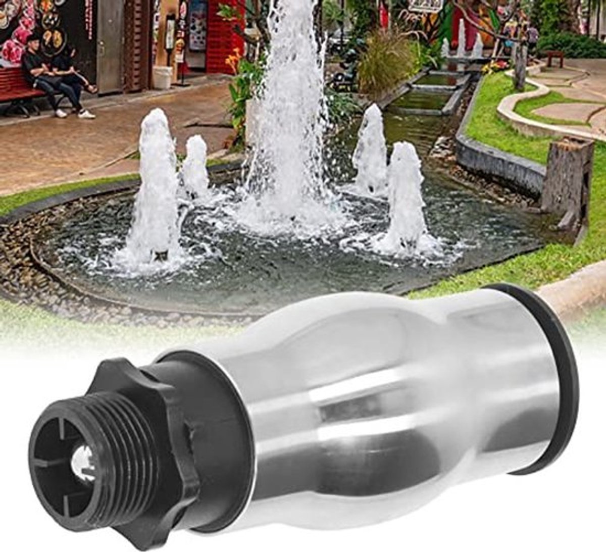 Fonteinsproeier Schuimende - Watersproeier - Roestvrij Staal 304 - Buitendraad G1 - Tuinvijver - Waterlandschap 15,3 cm