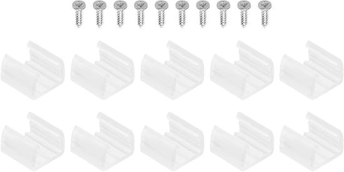LED-stripclips - Montagebeugel - kunststof klemhouders - Neon RGB-licht - 10mm-12mm - bevestigingsclips - 40 stuks - schroeven - Geschikt voor - kabellint - doorschijnend