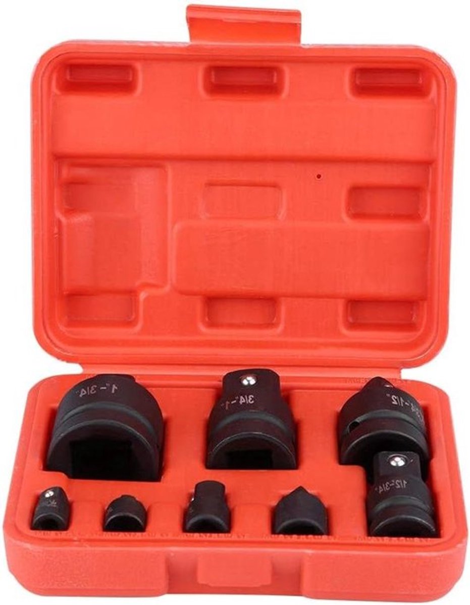 Slagadapterset - Dopsleutelconverter - Impact-step-up-mechanisme - Draagtas - Driverconversie - 8-delig - 1/4 inch - 3/8 inch - 1/2 inch - 3/4 inch - 1 inch