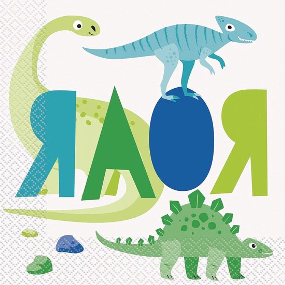 Papieren servetten - 165 cm - Blue & Green Dinosaurus Party - Pack van 16 stuks - servetten voor verjaardagsfeestjes servetten papieren