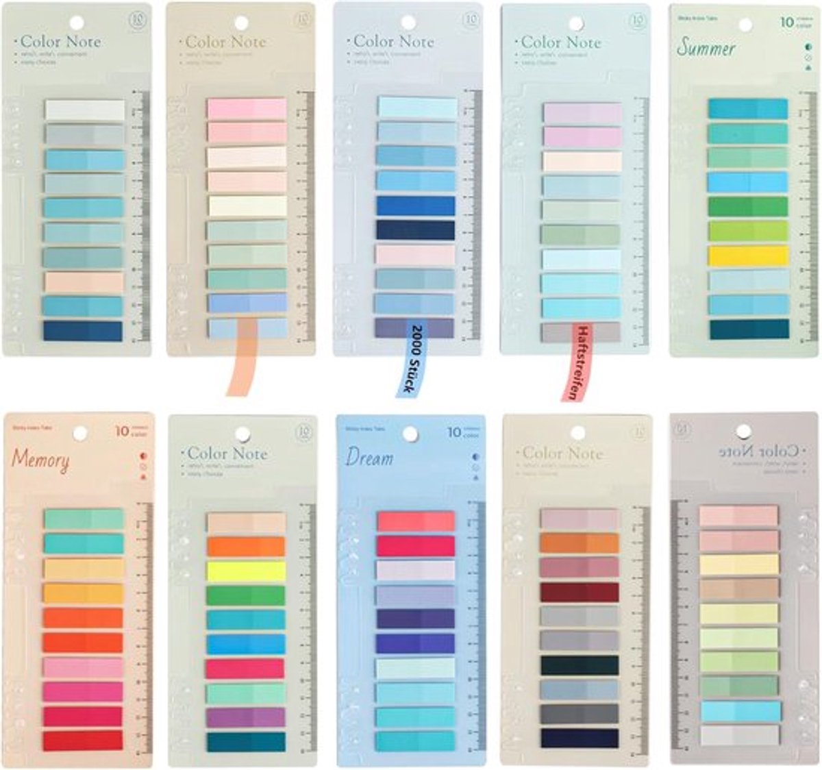 2000 stuks plaknotities - esthetisch - pastel - transparante kleefnotitieblokjes - kleefbare indextabbladen - annoteren - notities - boeken