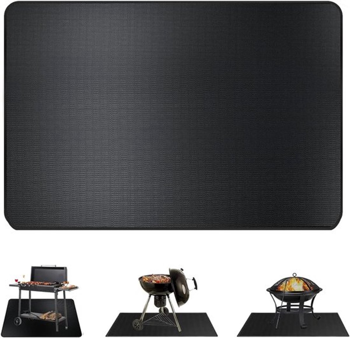 Vuurvaste Mat voor Vuurschalen en Barbecues - 165 x 99 CM - Drie Laags Vezelglas Bescherming voor Tuin, Camping en Terras
