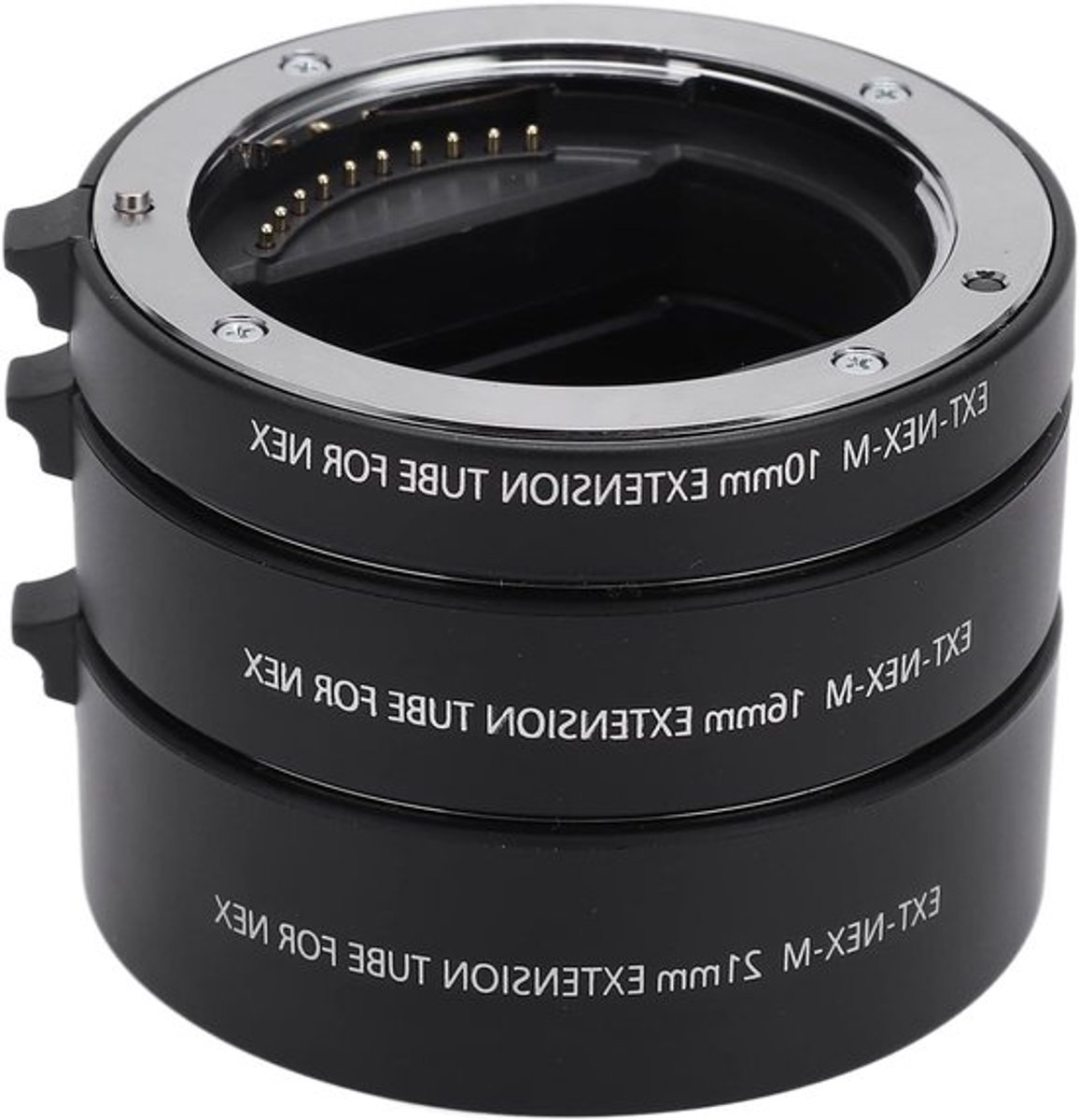 Macro-extensie-tubenset voor E-mount-lens - 10 mm, 16 mm, 21 mm - Autofocus, Metaal, Geschikt voor macrofotografie