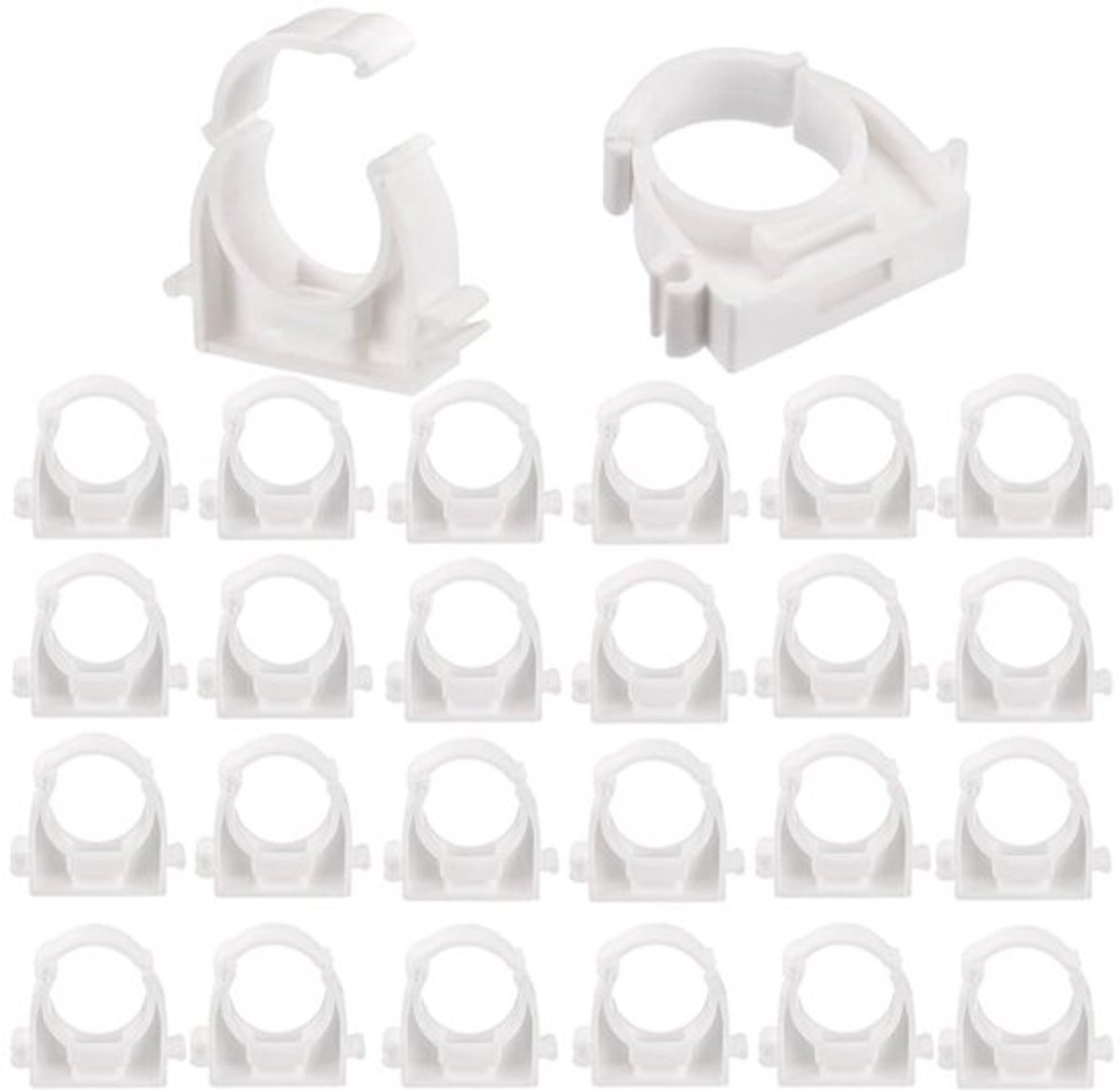 Buisclip - PVC - Set van 30 - Binnen Diameter 20 mm - Voor Zwembad/Pond/Wasmachine - Wit - Duurzaam - Pijpenklem