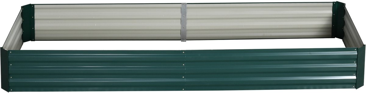 Plantenbak, vierkant, 241 x 90 x 30 cm, plaatstaal, gegolfd, donkergroen | Verhoogd moestuin, gegolfde staalplaat, plantenbak voor buiten, roestvrij, voor groenten en bloemen