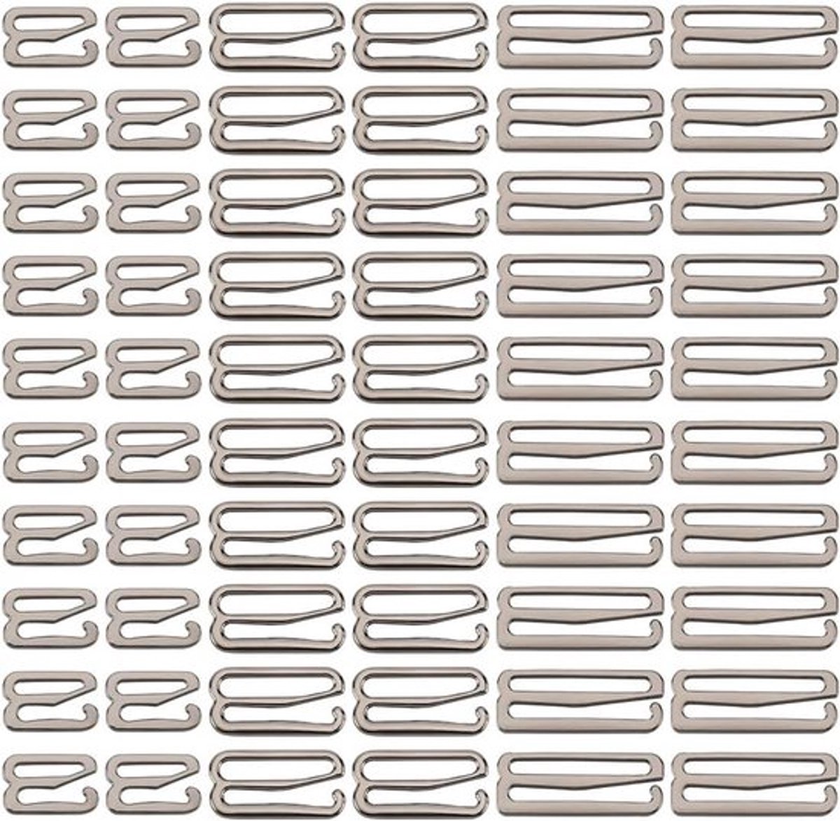 - Metalen beha riem haken - Vervanging clips - Verstelbare sluiting - Beha tops bikini lingerie vervanging - Geschikt voor meerdere maten - Platina 24mm 19mm 11mm - 60 stuks