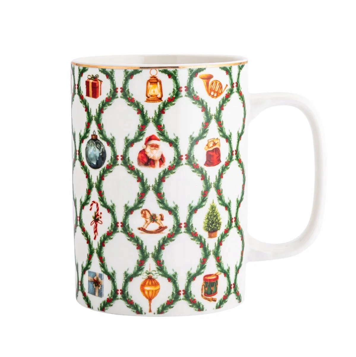 Kerstmok "Kerstkrans & Sinterklaas" 380ml Hoogwaardig porselein