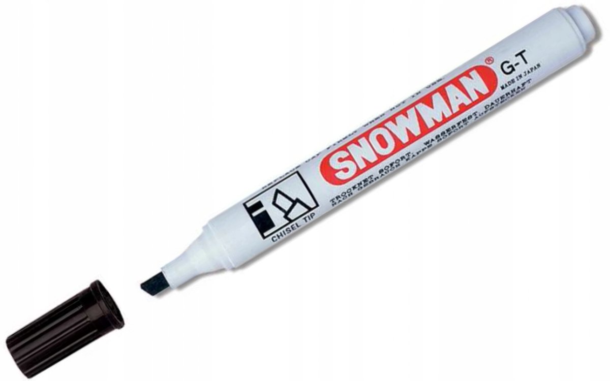 Snowman Permanent Marker Zwart - Sneldrogend en waterbestendig