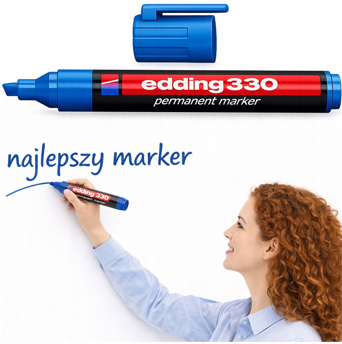 Edding Permanent Marker Blauw - Vlakke Punt 1-5mm voor Gladde Oppervlakken