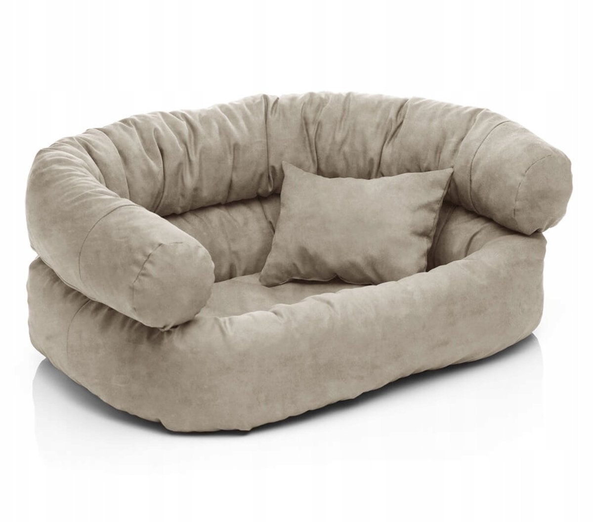 Luxe Hondenmand Fauteuil 'S' 50x70cm - Beige Alcantara