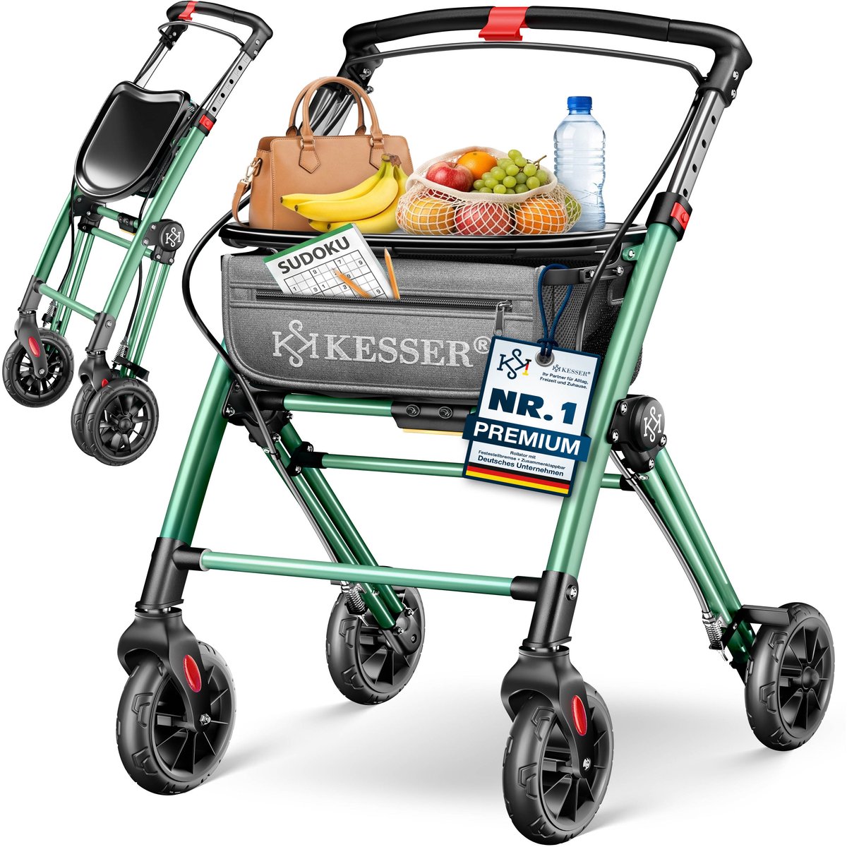 KESSER® Rollator voor binnen Aluminium lichtgewicht en opvouwbaar