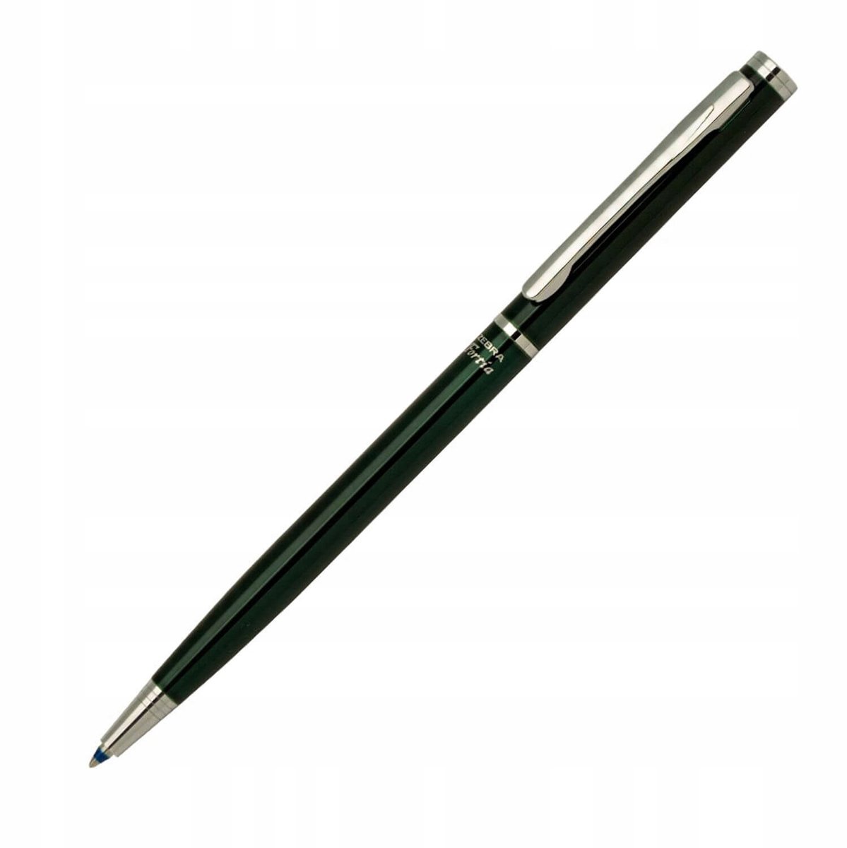 Zebra Fortia 500 Royal Green metalen balpen, 0.7mm, blauwe inkt