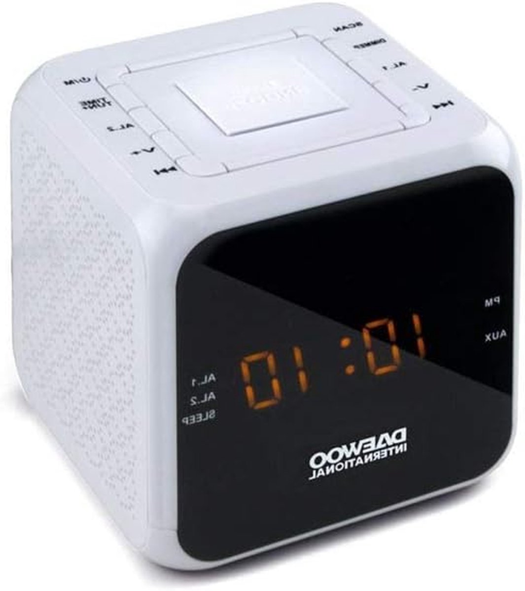 Radio Wekker - Digitale Klok - Wakker Worden - Batterij Aangedreven - 14 x 16.6 cm - Wit