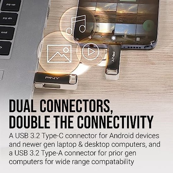 Dual USB Stick - Geheugenstick Type-C - Bestanden Overzetten - Dubbele Aansluiting - 128GB - Metaal van dual — afbeelding 2