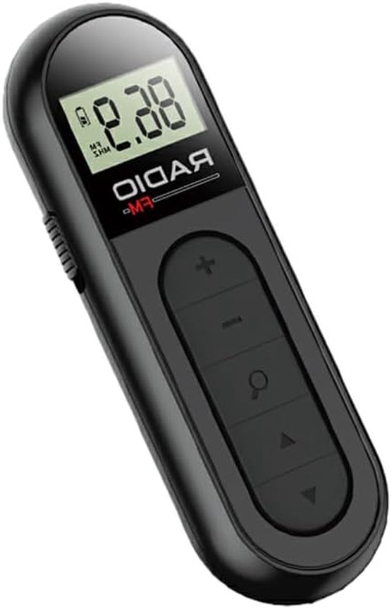 Mini Pocket Radio - Draagbare Ontvanger - Muziek Luisteren - LCD Display - 125 cm - Zwart