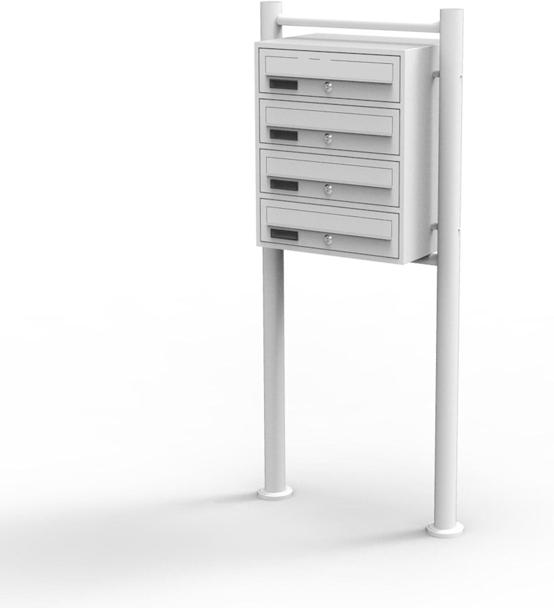 Brievenbus Systeem - Postkast 4 Deuren - Veilig Post Ontvangen - Met Naamplaatjes - 150cm Hoog - Wit