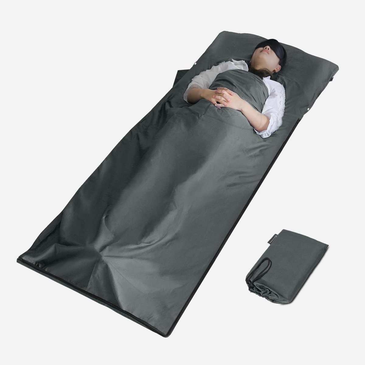 Huttenslaapzak Licht - Slaapzak Liner - Kamperen en Reizen - Ademend Katoen - 95x220cm - Grijs