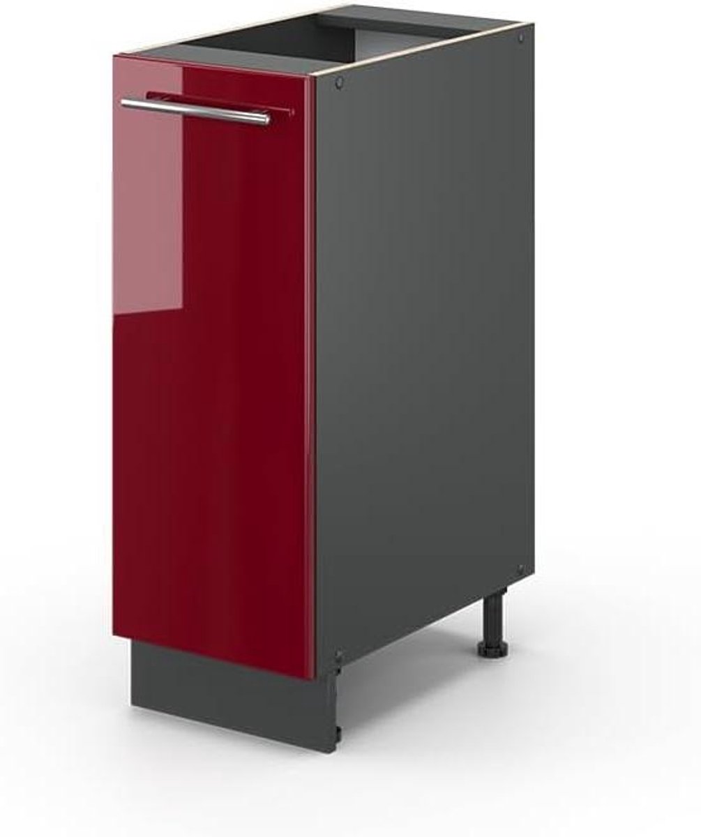 Apothekerskast - Keukenmodule - Keuken Opbergen - Soft-close scharnieren - 30 cm breed - Bordeauxrood hoogglans