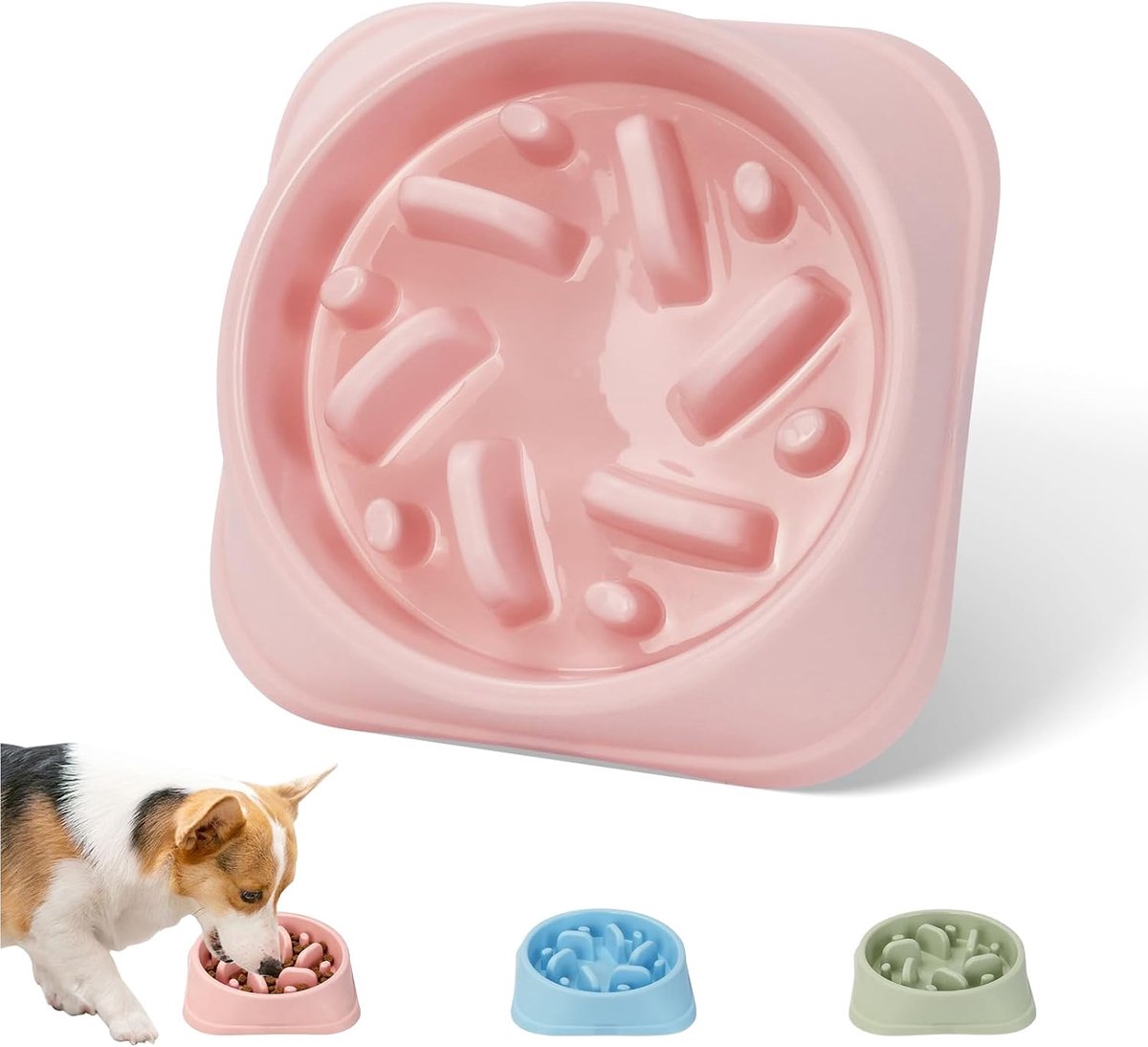 Slow feeding, non-slip food dishes, prevent suffocation of the bowl, nice for small and medium dogs, pink - ShopVlot