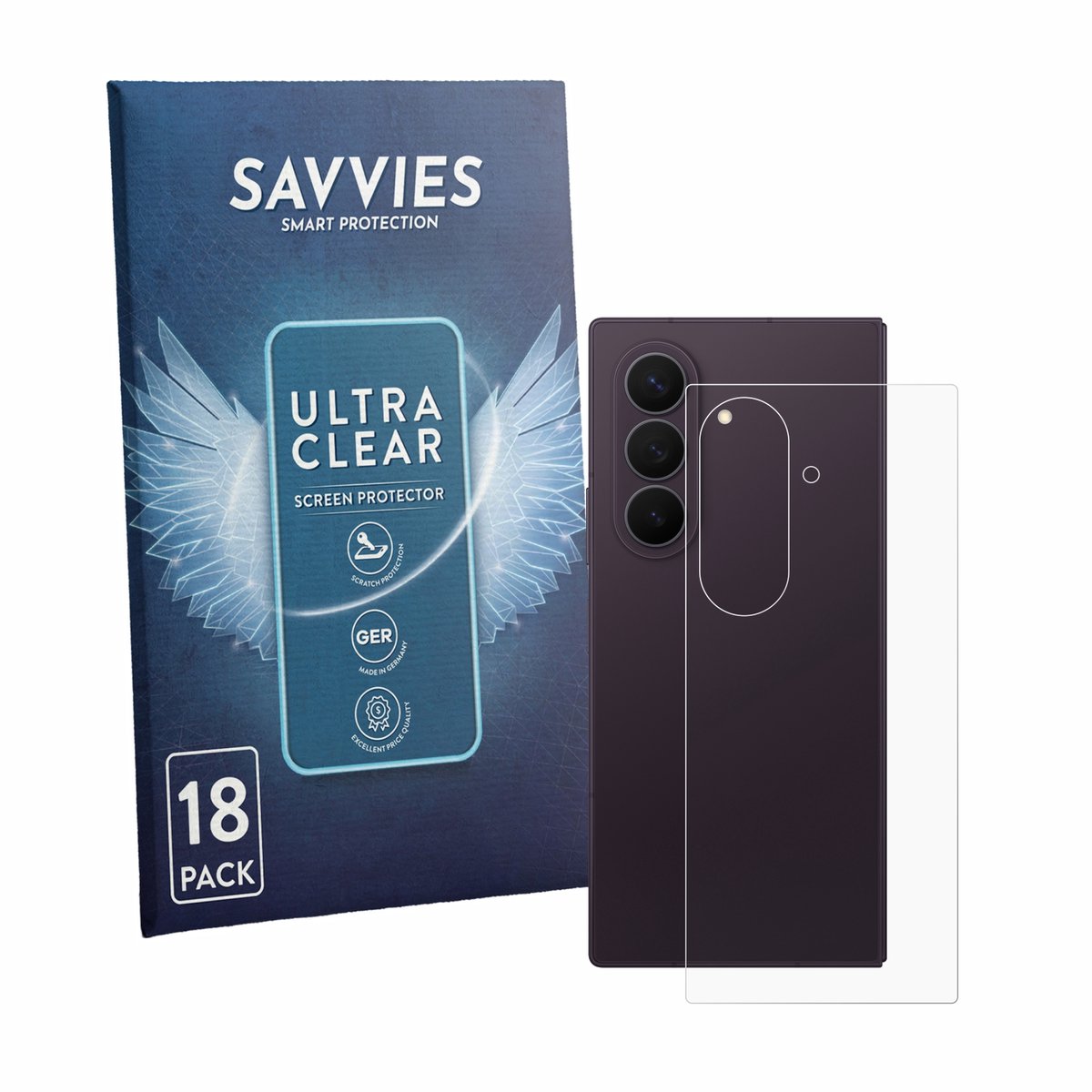 Savvies - Screenprotector voor Samsung Galaxy Z Fold 8 Ultra (Achterkant) - Folie Beschermfolie transparant 18 Stuks