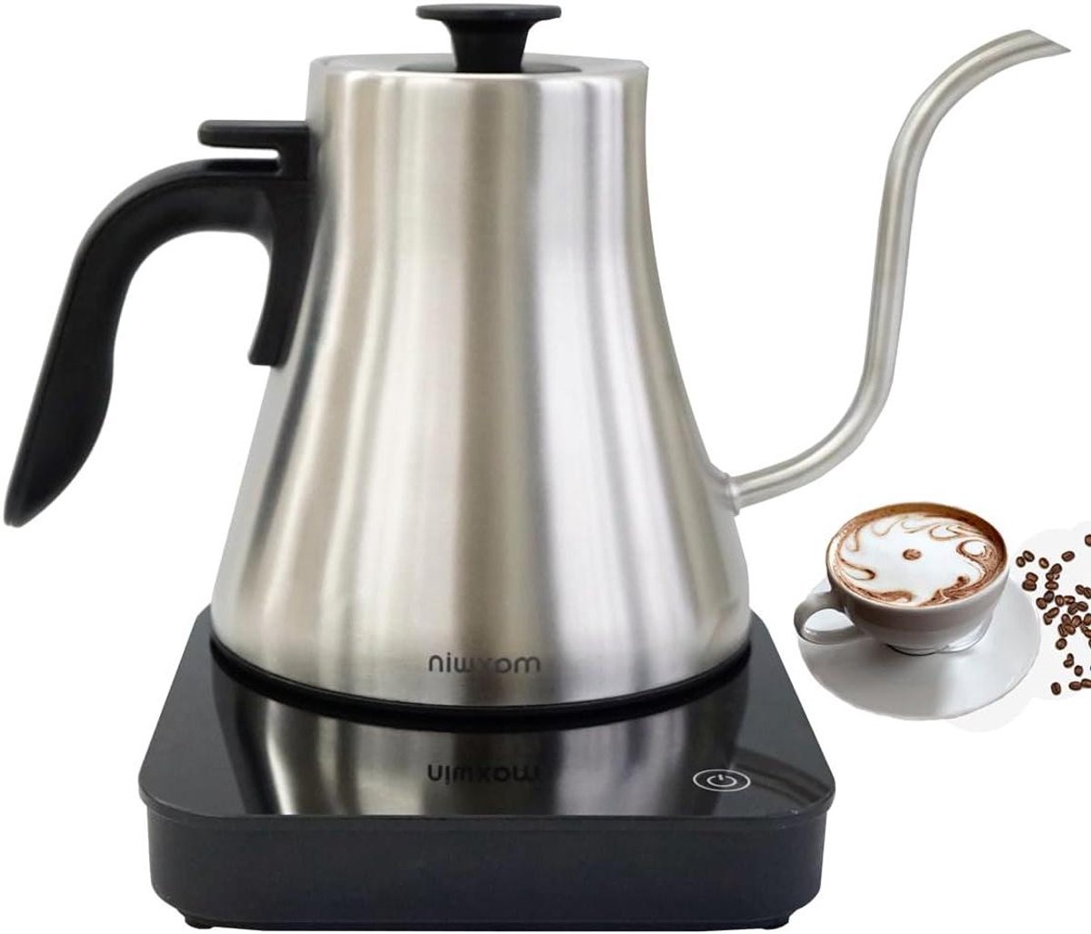 Elektrische Waterkoker - Zwanenhals Ketel - Precisie Gieten - Variabele Temperatuur - 1 Liter - Zilver