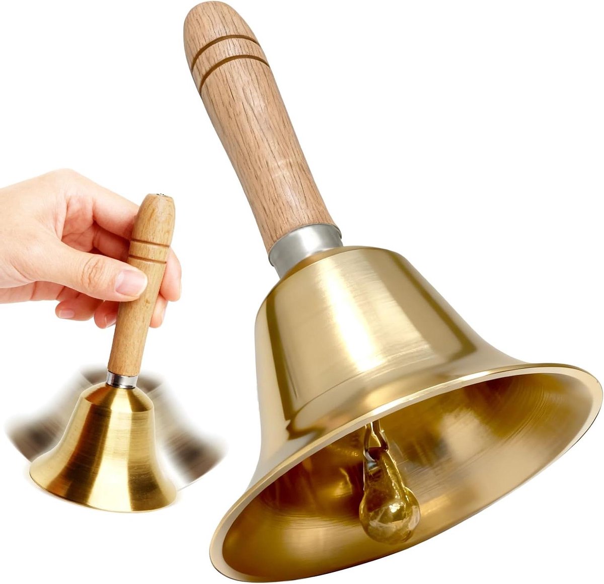 Handbel - Kleine bel - Aandacht trekken - Luid geluid - 8 cm - Metaal