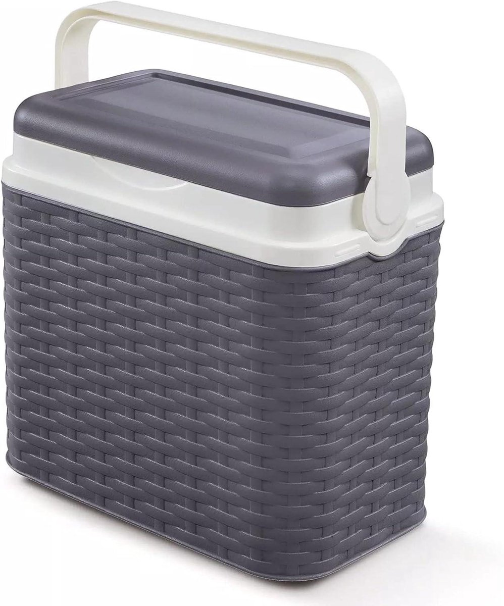 Koelbox - Picknickmand - Buitenactiviteiten - Rattan design - 10 liter - Antraciet