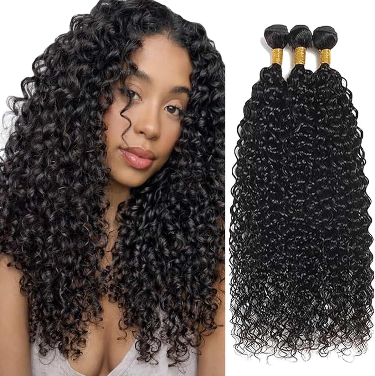 Wave Human Hair Bundles 3 Extension 50g/Per Machine Double Wefts Unprocessed Remy Weave #1B Natural Black Color for Woman 26 28 30 Inch
