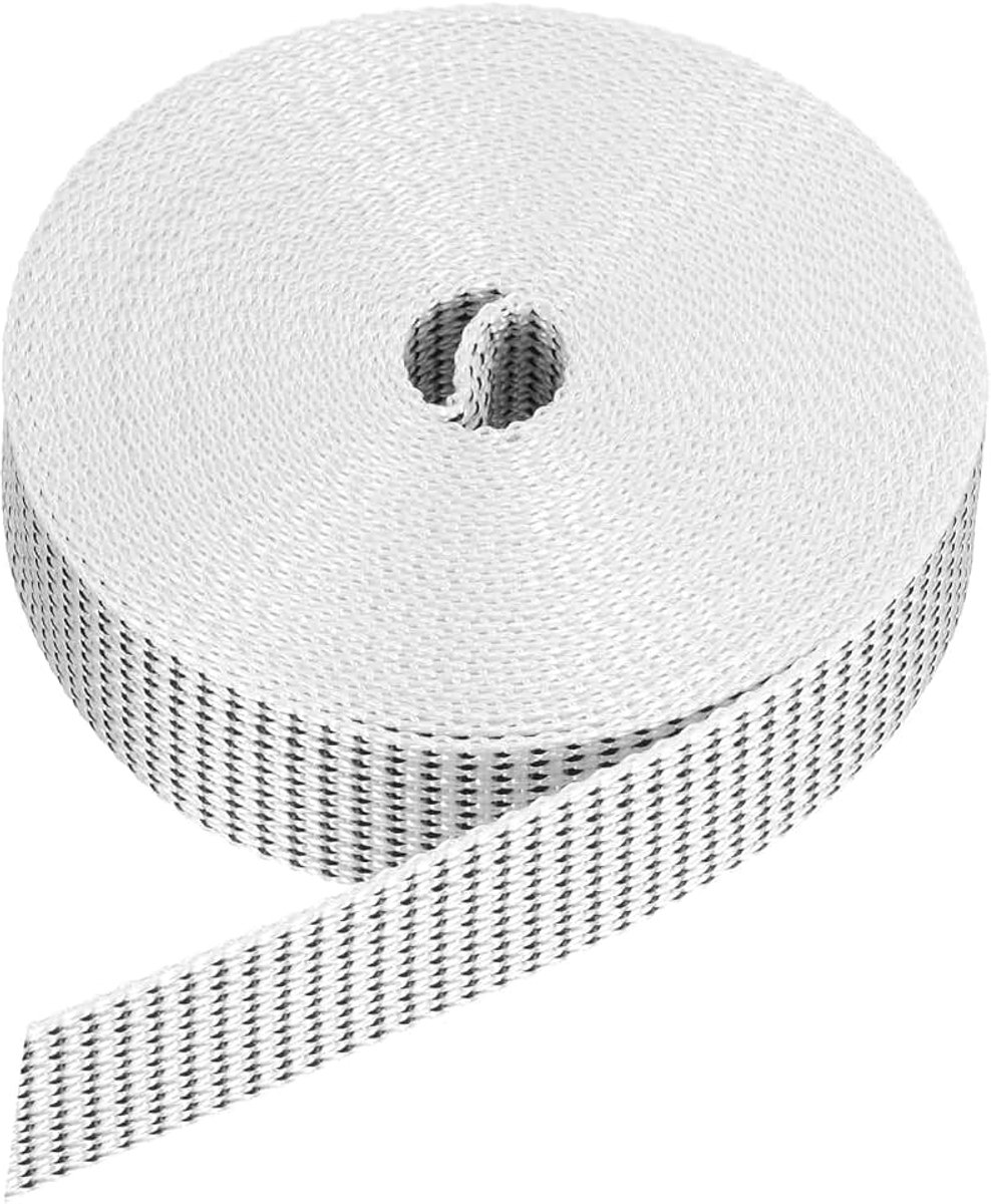 Gordelband voor rolluiken, reservekabel van polypropyleen, schroefkit voor inbouwriemen, deuren, ramen, (6 m x 23 mm), zwart/wit
