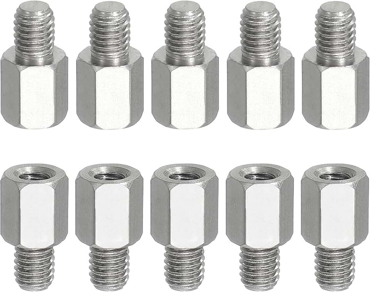 Afstandschroeven 10 stuks M5 x 6 mm mannelijk naar M4x8mm vrouwelijk 304 roestvrij staal schroefdraad reducerende zeskant afstandhouder schroeven moeren schroefdraad adapter verloopstuk