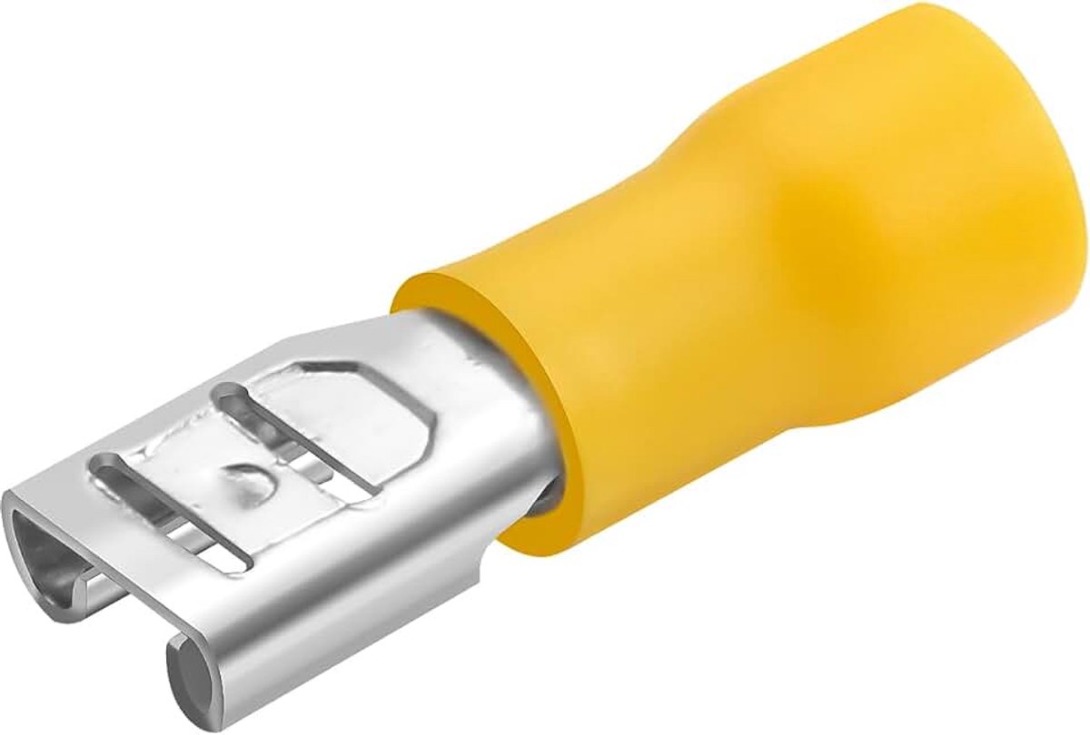Vrouwelijke Quick Disconnect Vinyl Geïsoleerde, FDD5.5-250, 6,3 x 0,8 mm kabelterminal, voor 4-6mm² (12-10 AWG), geel, 100 stuks