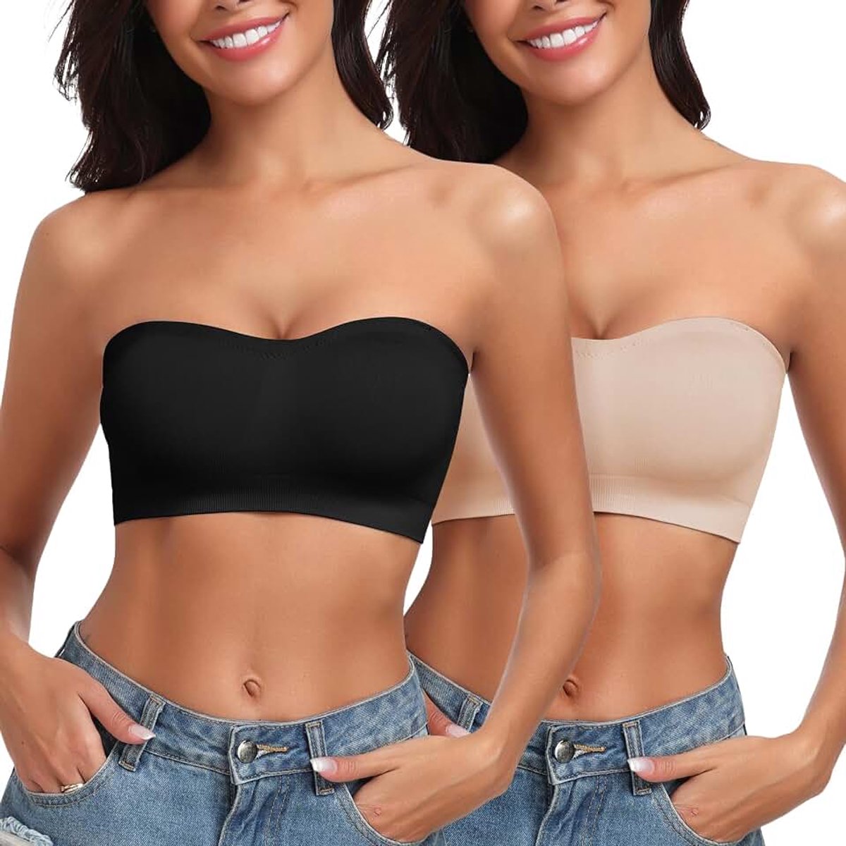 Bandeau BH zonder beugel naadloze tube top BH gevoerde bandeau top met transparante bandjes