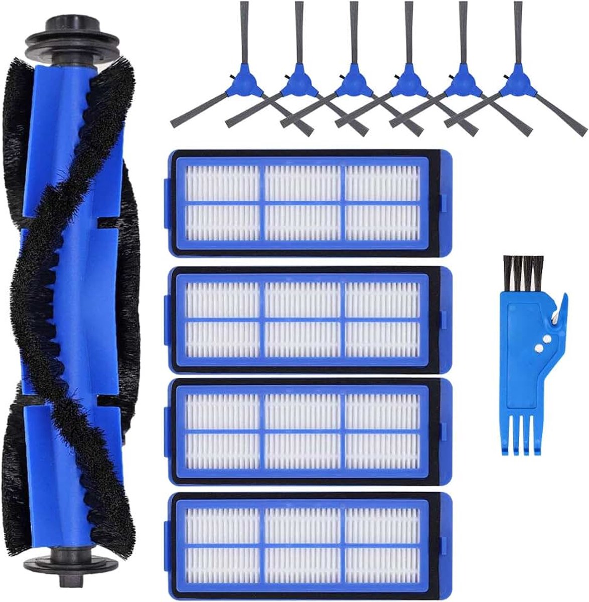 Accessoires voor Eufy RoboVac 11S Max RoboVac 15C Max RoboVac 30C Max, 12 stuks, 1 rolborstel, 4 HEPA-filters, 6 zijborstels, 1 reinigingsborstel