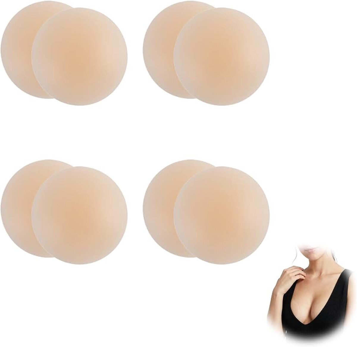 Tepelhoezen voor Dames – Herbruikbare Zelfklevende Tepelstickers, Onzichtbare Siliconen Nipple Covers, Comfortabele Push-Up Borstpads voor Jurken, Bruiloften, Sport en Dagelijks Gebruik