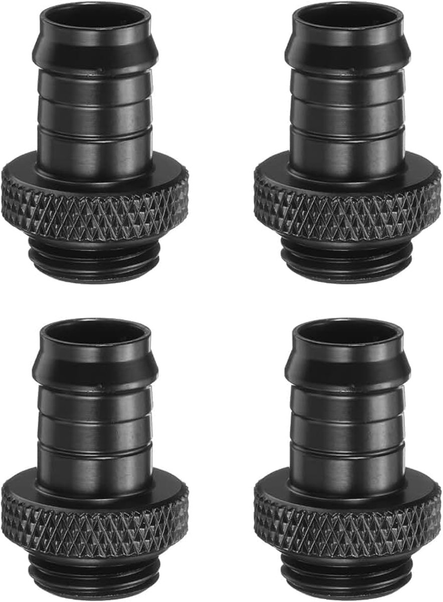 4 stuks waterkoelingsslangaansluiting G1/4 inch schroefdraad 9,5 mm OD PC waterkoelsysteem zachte slangaansluitingen slangaansluiting voor pc-waterkoelsysteem, zwart