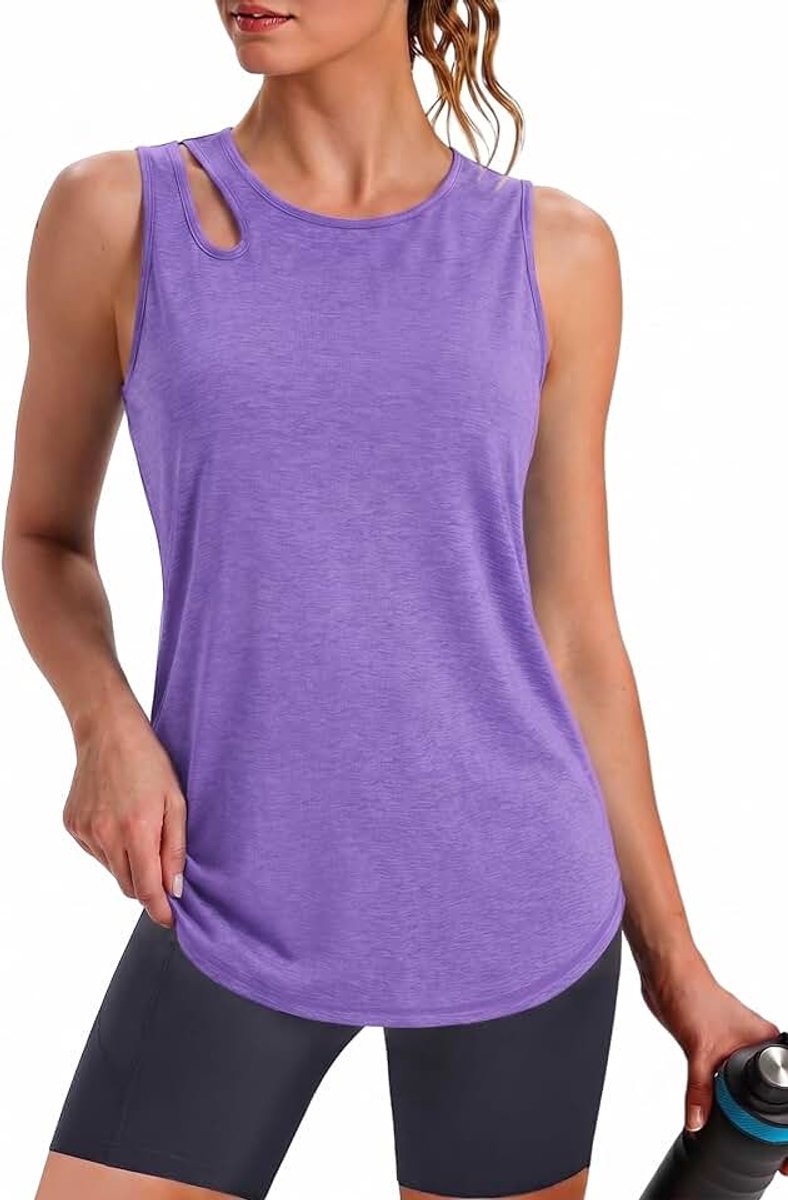 Sportieve tanktop voor dames, ronde hals, mouwloos, licht en ademend, casual, voor elke dag, ideaal voor training