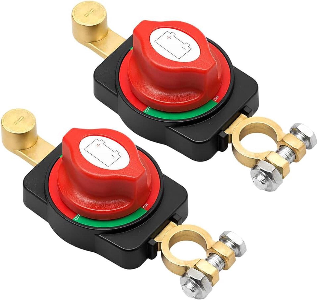 2 stuks batterijscheidingsschakelaar, 12-48 V, batterijschakelaar, hoofdschakelaar, aan/uit, batterij-scheidingsschakelaar 275 A voor auto, motorfiets, boot, camper, caravan, bus, jacht, waterdichte